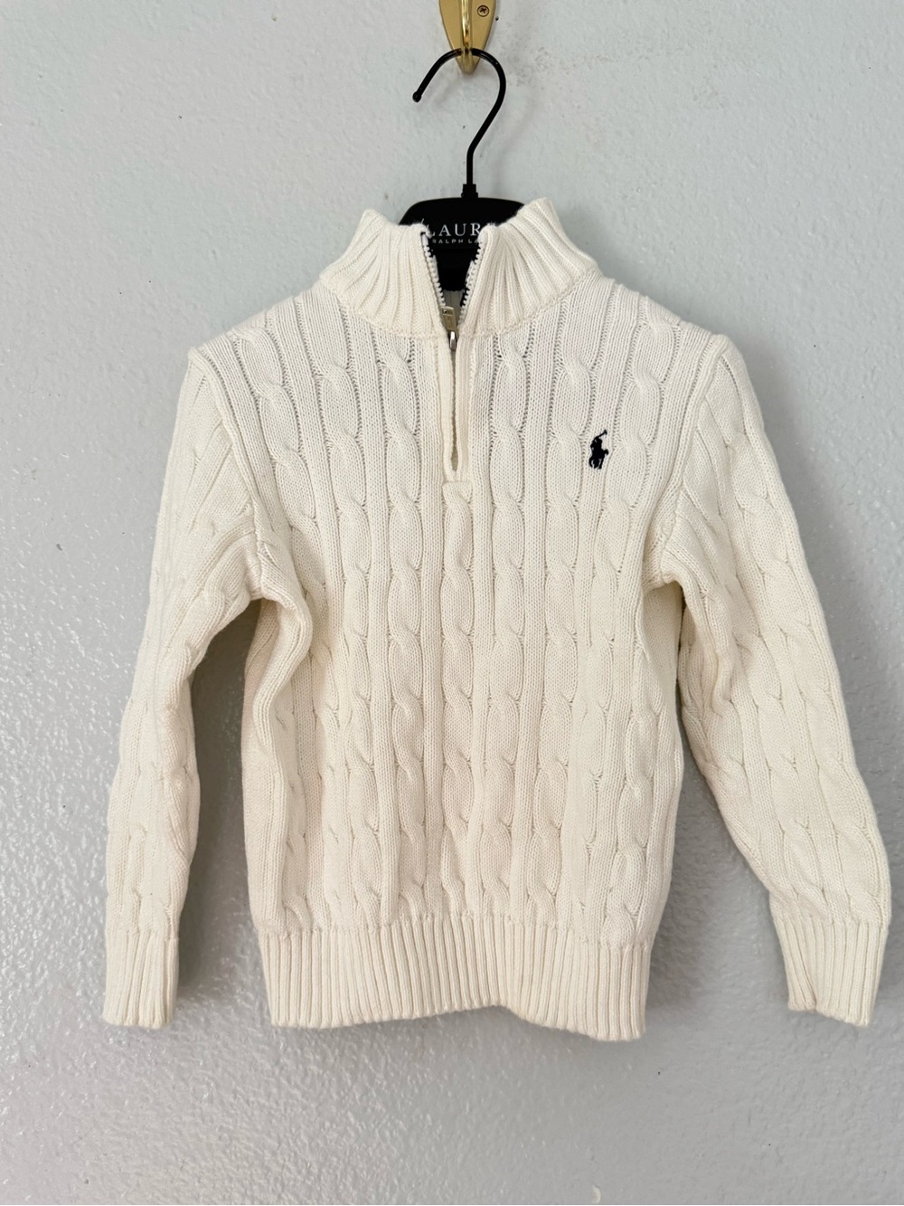 Polo Ralph Lauren Toddler Boy Cable Knit 1/4 Zip Sweater Size: 5